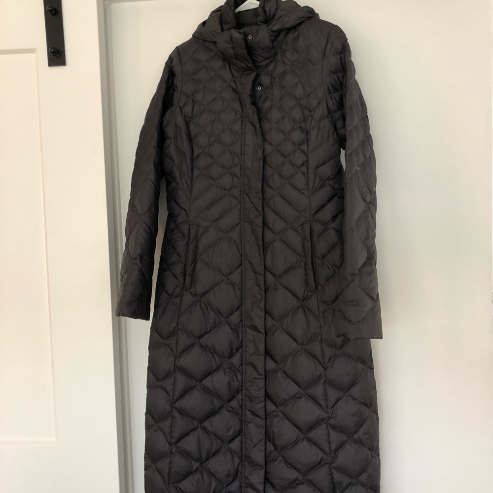 The NorthFace Full length Quilted Parka- Charcoal Grey